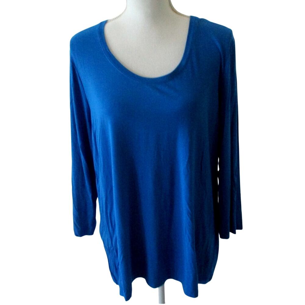 Chico's Women's Blue Stretch Long Sleeve Tee Shirt NWT Size XL
